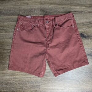 Levis 508 Regular Tapered Shorts Mens 34 Dusty Rose Brick Red Denim 8 Inseam